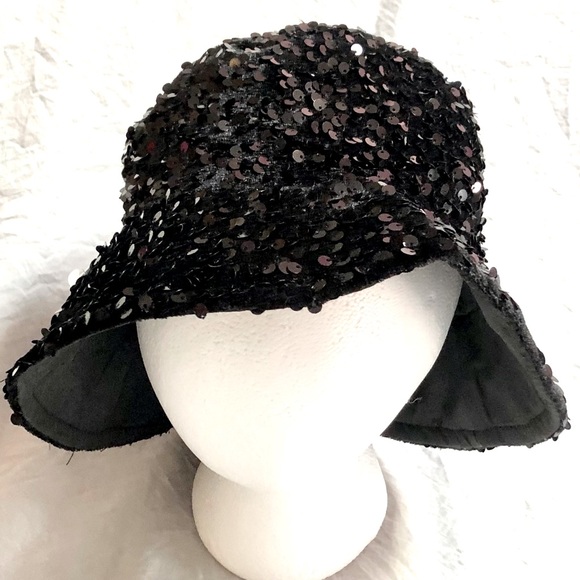 VERTA Women’s sequin black Glittery all over Bucket Hat/Cap size OS NWT - Picture 5 of 11